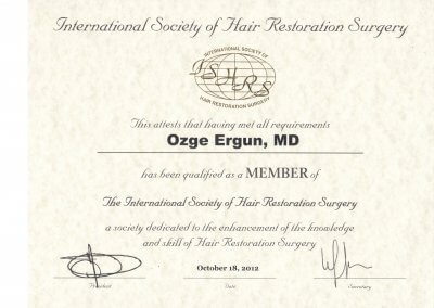 תעודת ISHRS של ד"ר אוזגה ארגון